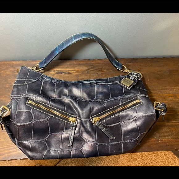 Vintage Y2K Dooney & Bourke Croc Embossed Leather Hobo Bag - Picture 9 of 15